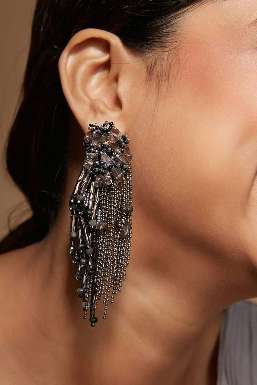 Black Crystal Dangler Earrings