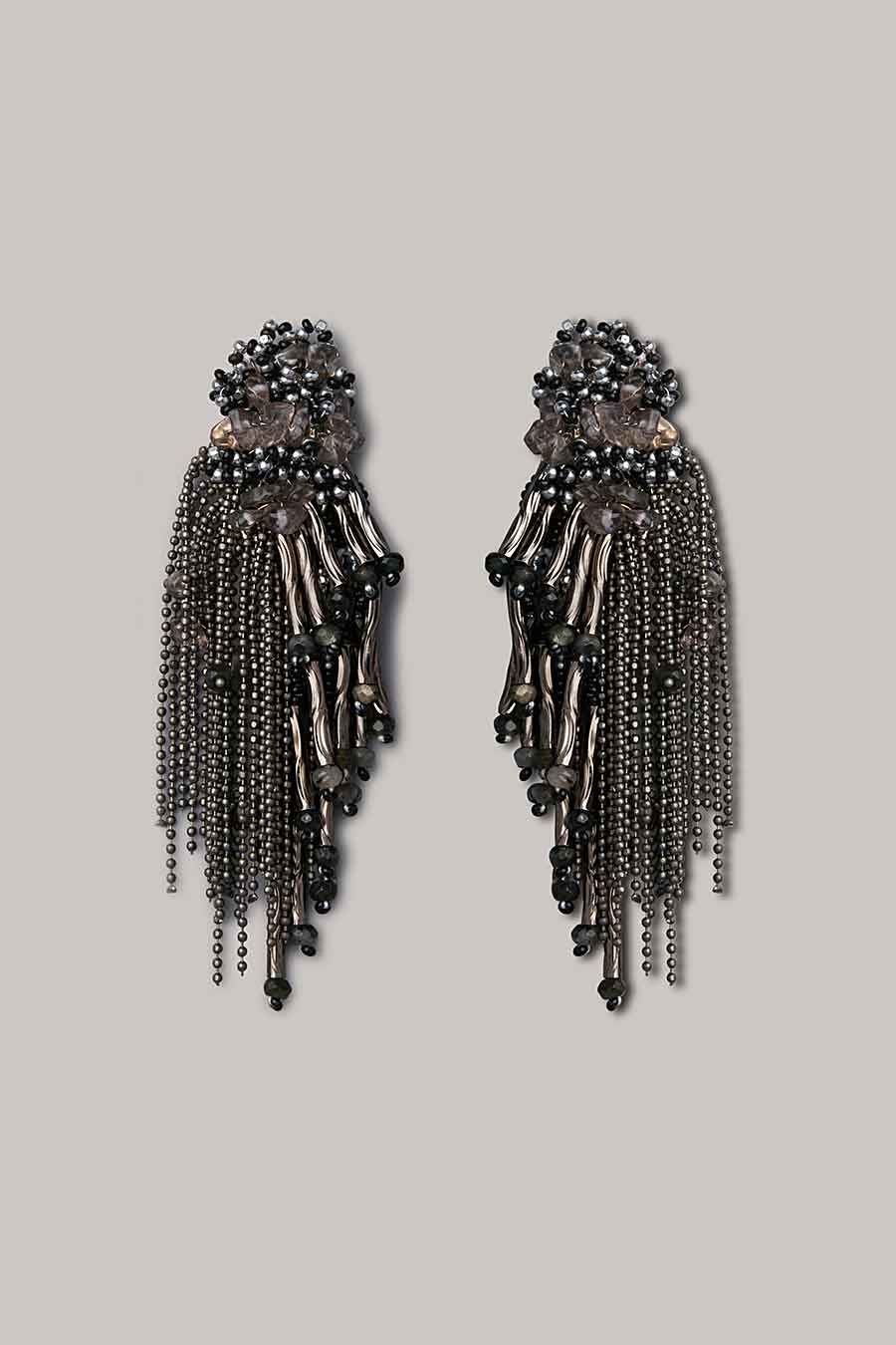 Black Crystal Dangler Earrings