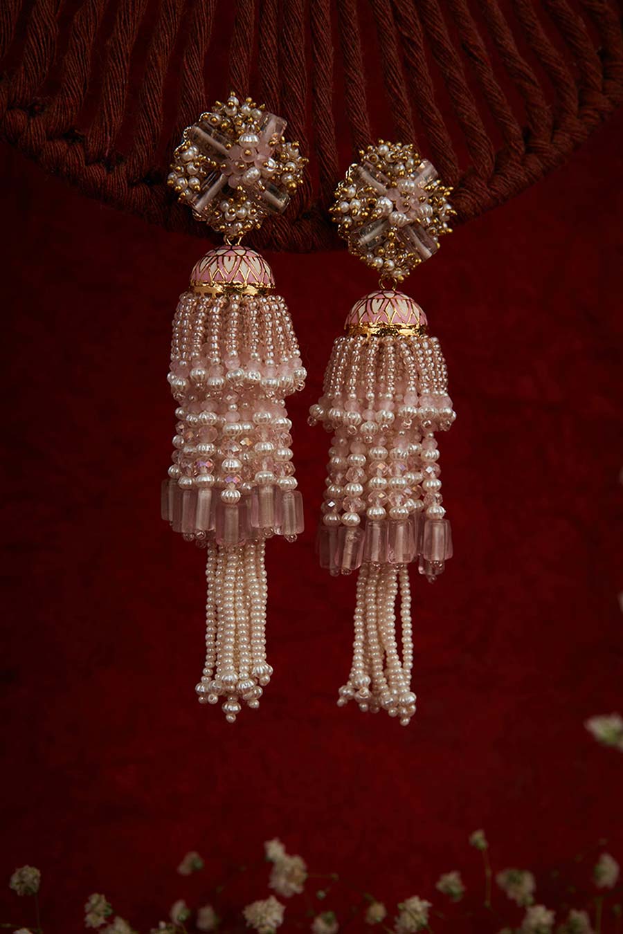 Pink Pearl Dangler Earrings