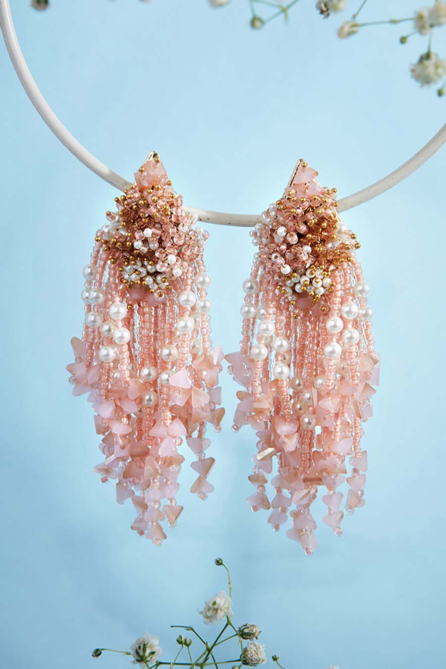 Pink Semi-Precious Stone Dangler Earrings