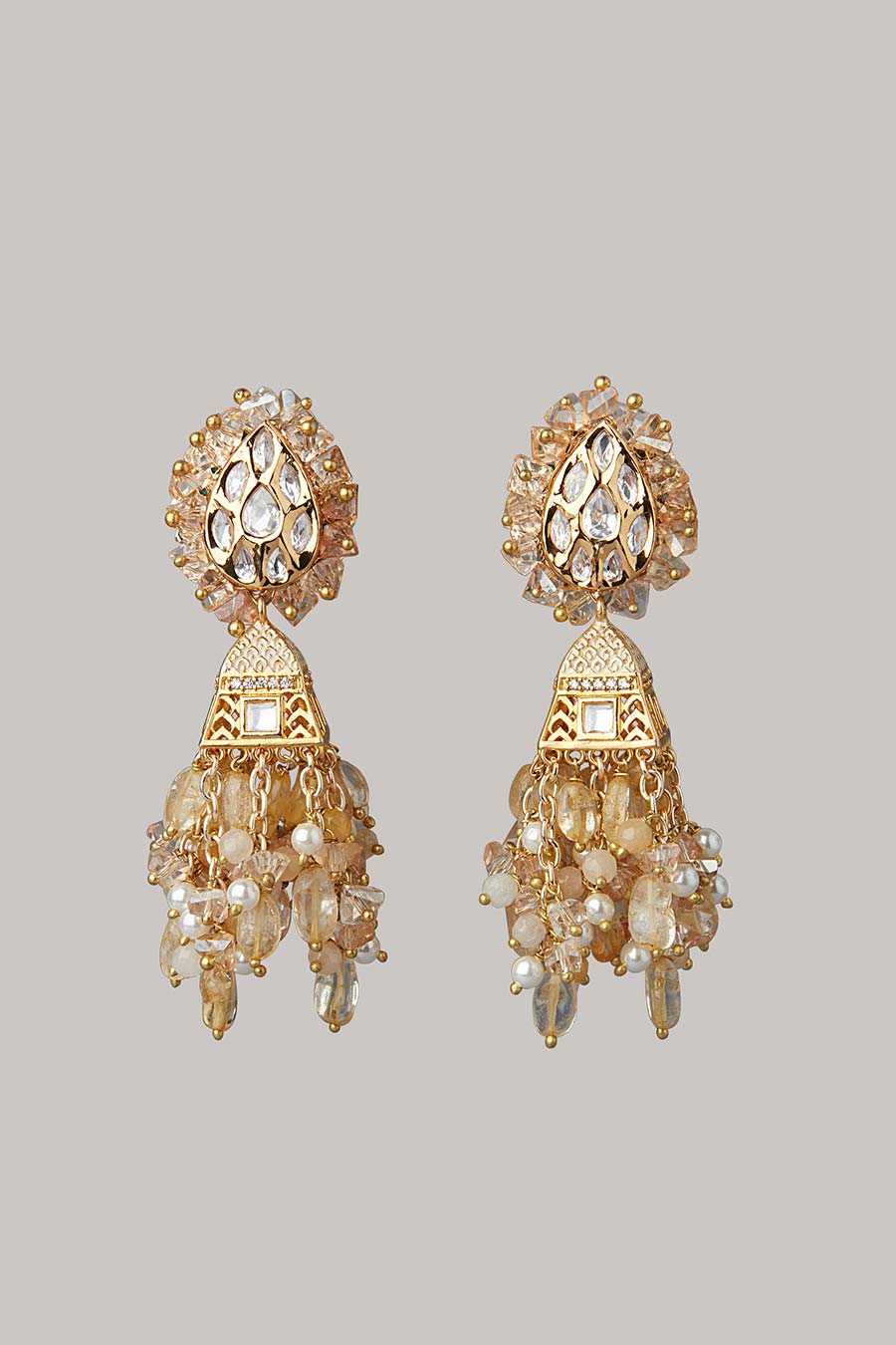Gold Semi-Precious Stone Dangler Earrings