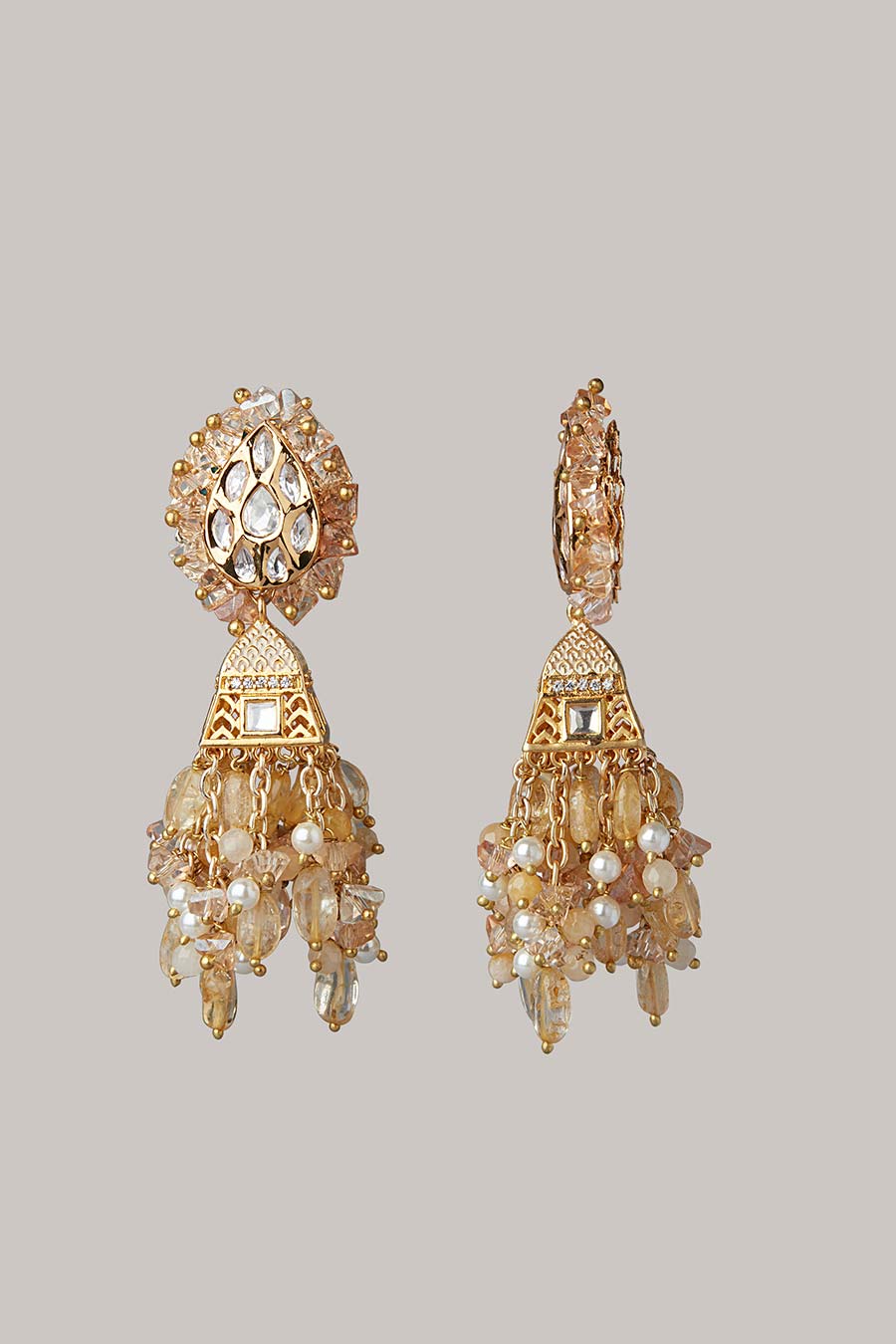 Gold Semi-Precious Stone Dangler Earrings