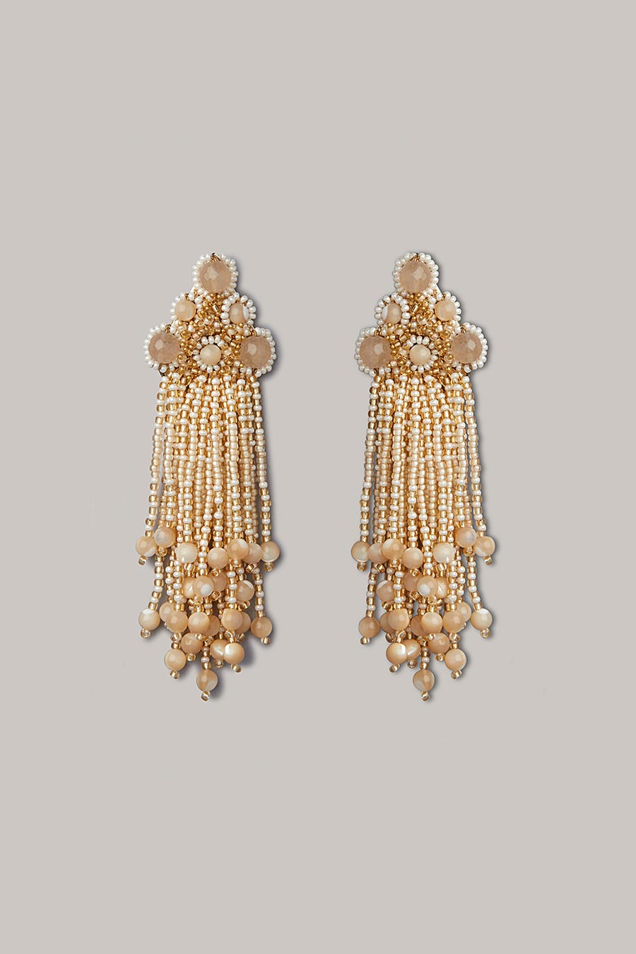 Beige Semi-Precious Stone Dangler Earrings