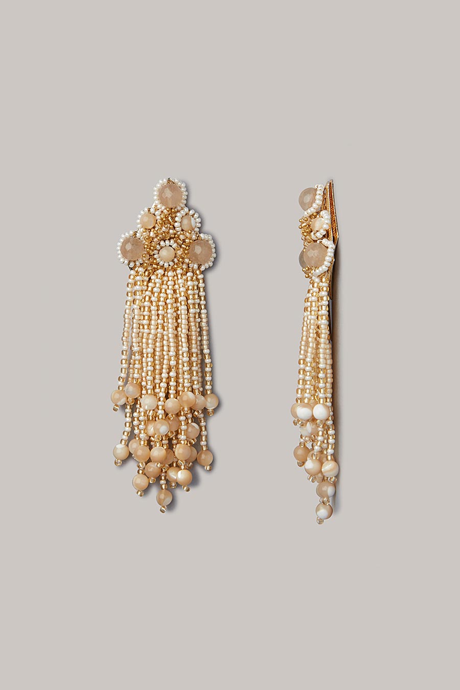 Beige Semi-Precious Stone Dangler Earrings