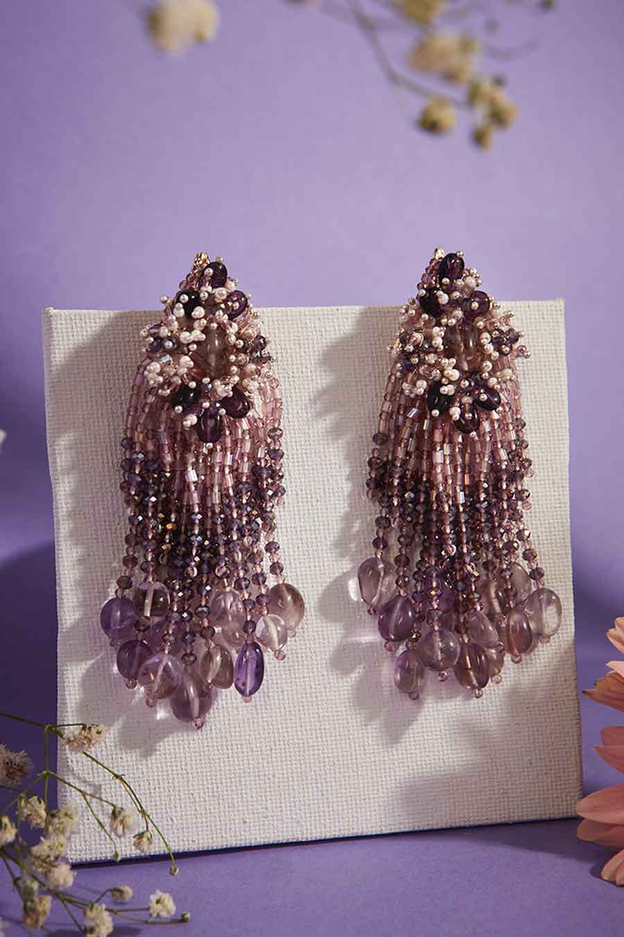 Purple Semi-Precious Stone Dangler Earrings
