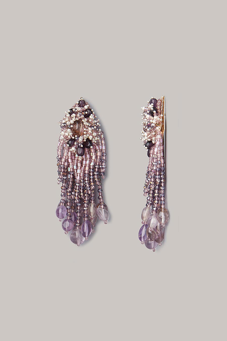 Purple Semi-Precious Stone Dangler Earrings