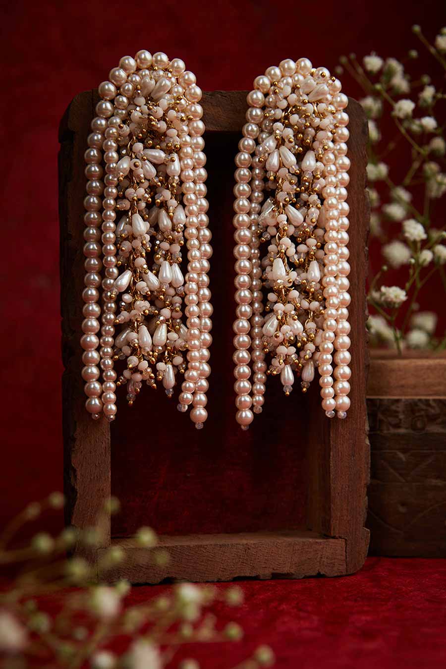 Peach Semi-Precious Stone Dangler Earrings