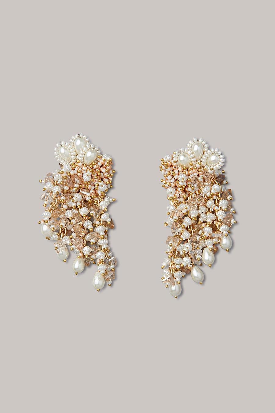 Peach Crystal Dangler Earrings