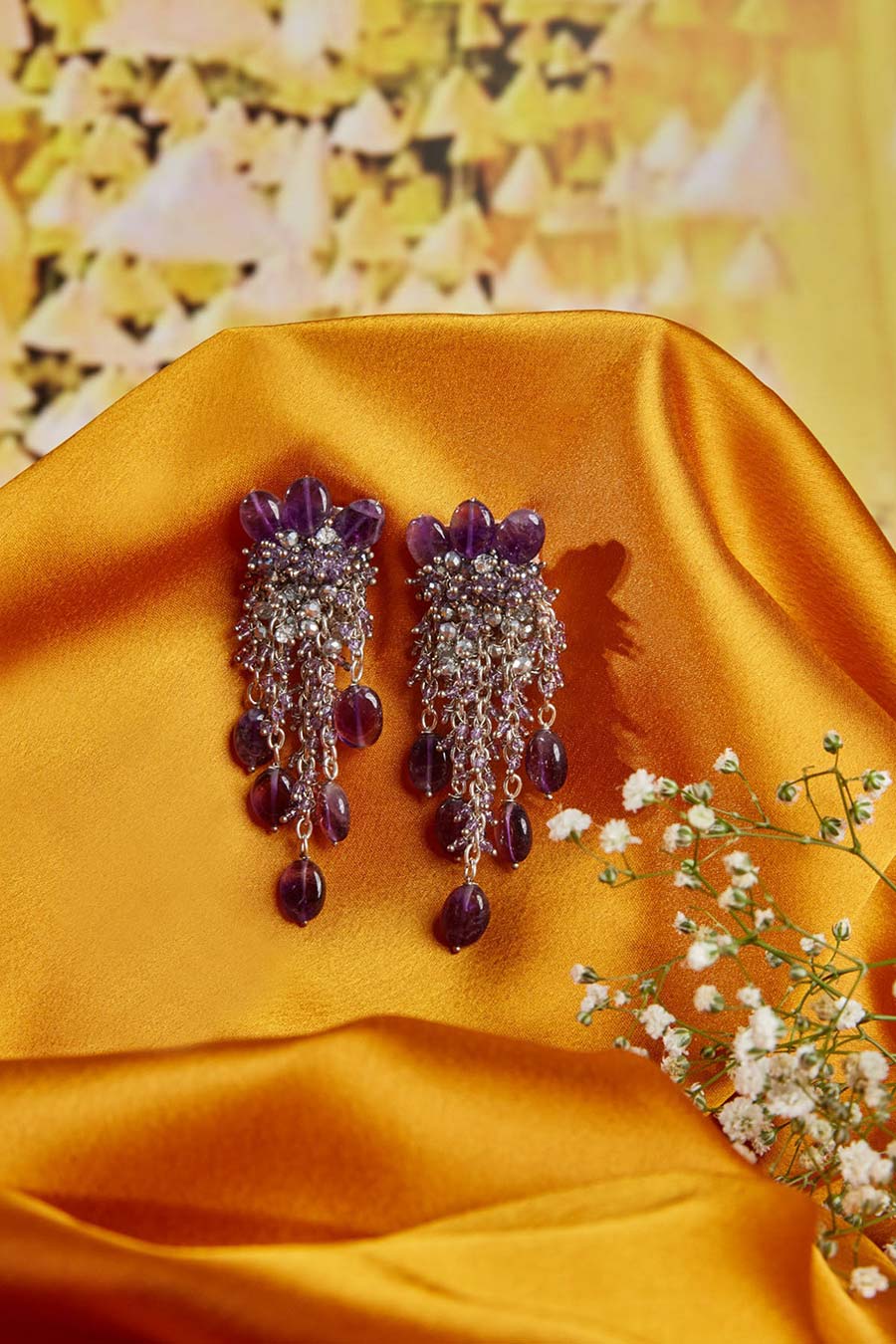 Purple Semi-Precious Stone Dangler Earrings