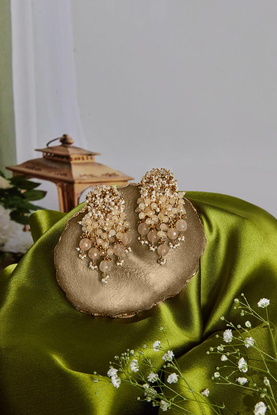 Beige Pearl Dangler Earrings