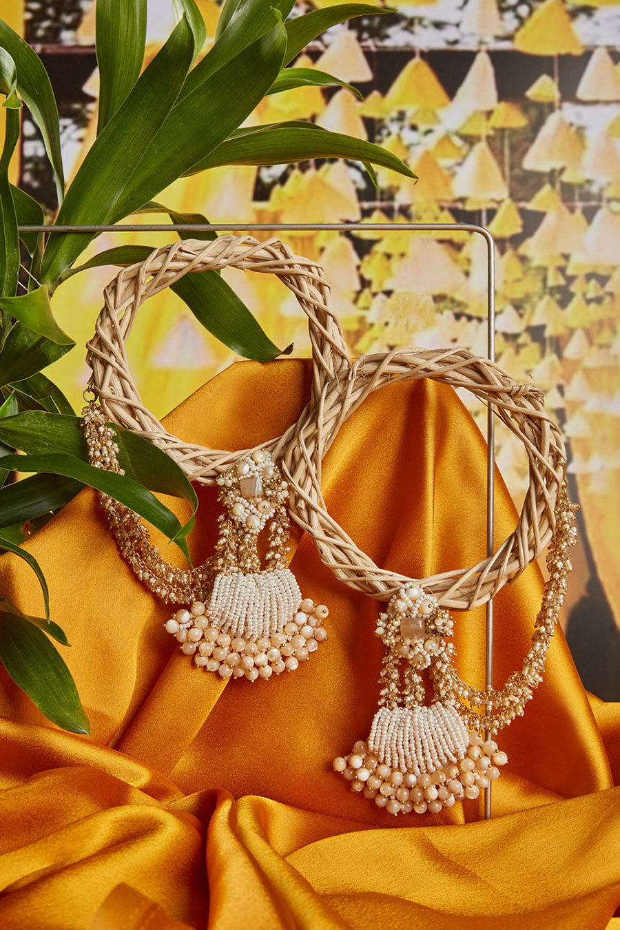 Beige Pearl Dangler Earrings