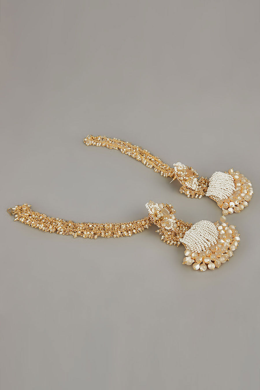 Beige Pearl Dangler Earrings