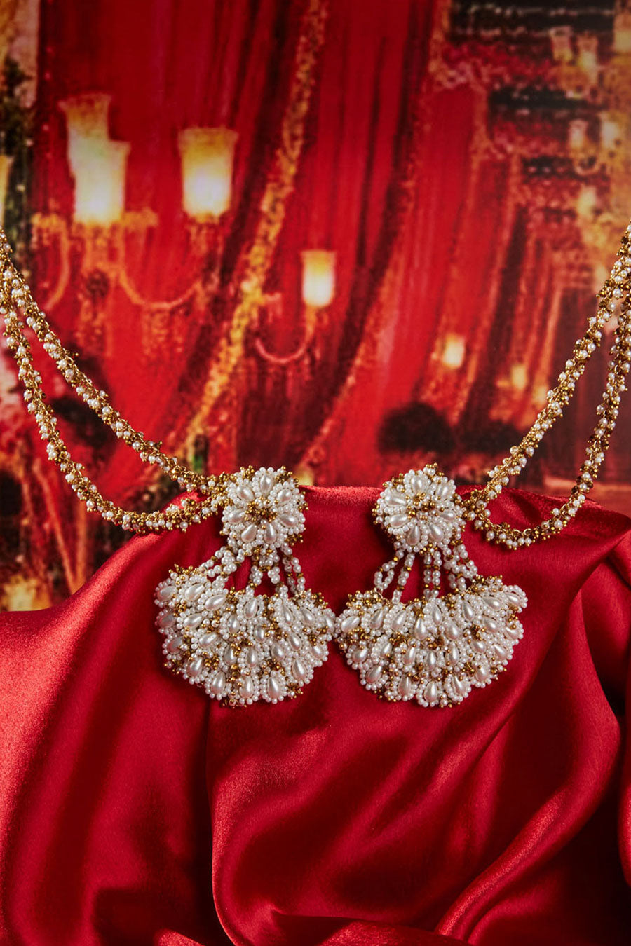 White Semi-Precious Stone Dangler Earrings