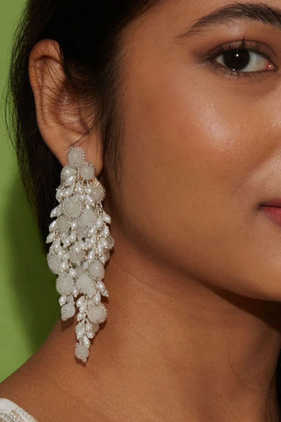 White Pearl Dangler Earrings