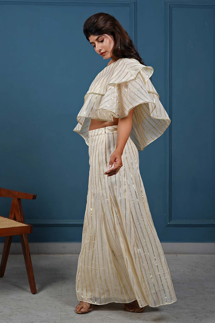 Off-White Layered Top & Pant Co-Ord Set