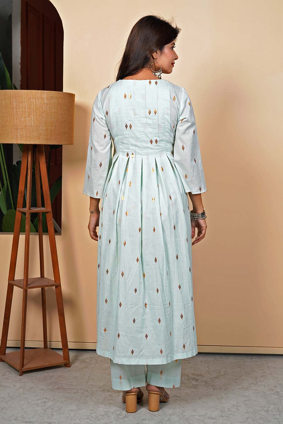 Powder Blue Pintuck Kurta & Pant Set