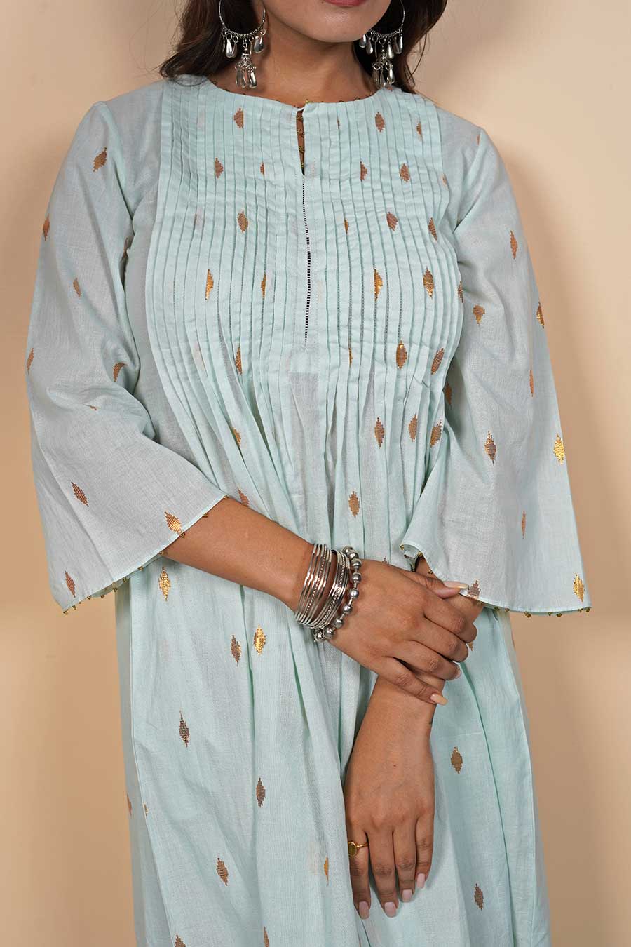 Powder Blue Pintuck Kurta & Pant Set