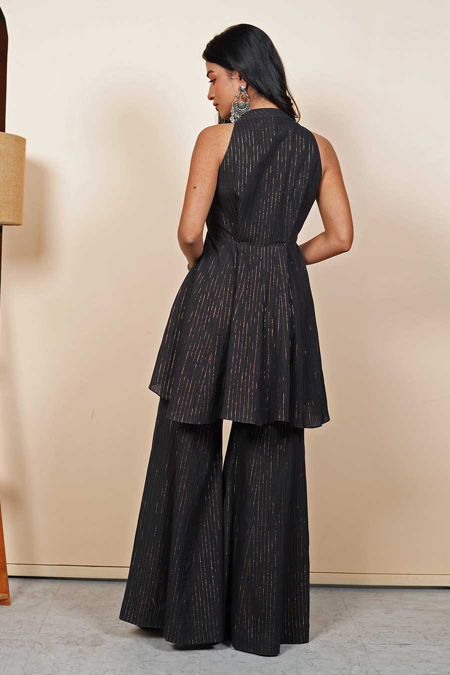 Raven Black Lurex High-Low Co-Ord Set