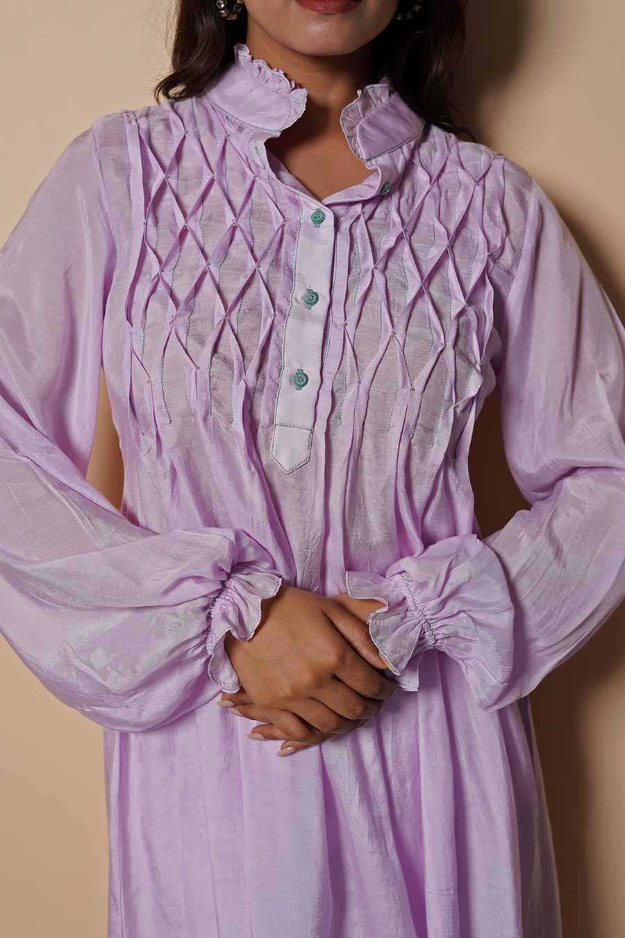 Lilac Early Bird Smocked Tunic & Pant Set