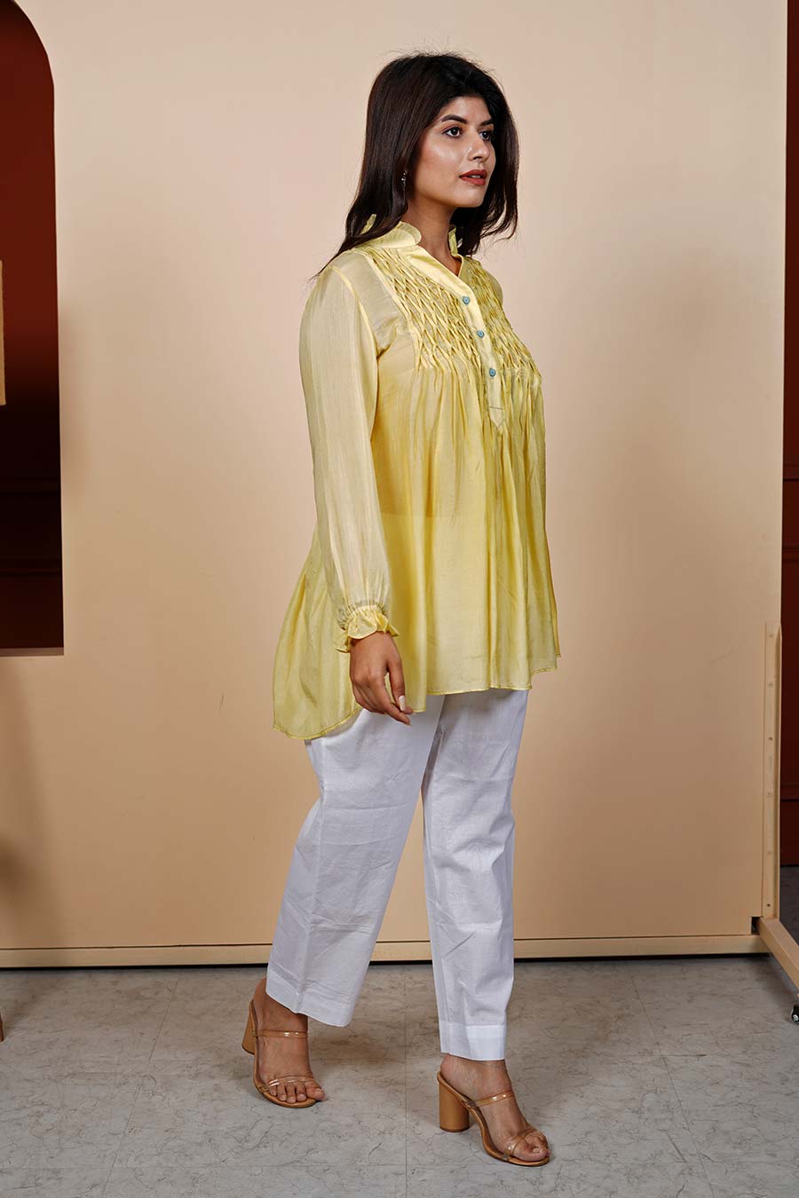 Yellow Smocked Tunic & Pant Co-Ord Set