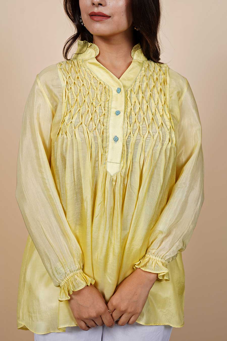 Yellow Smocked Tunic & Pant Co-Ord Set