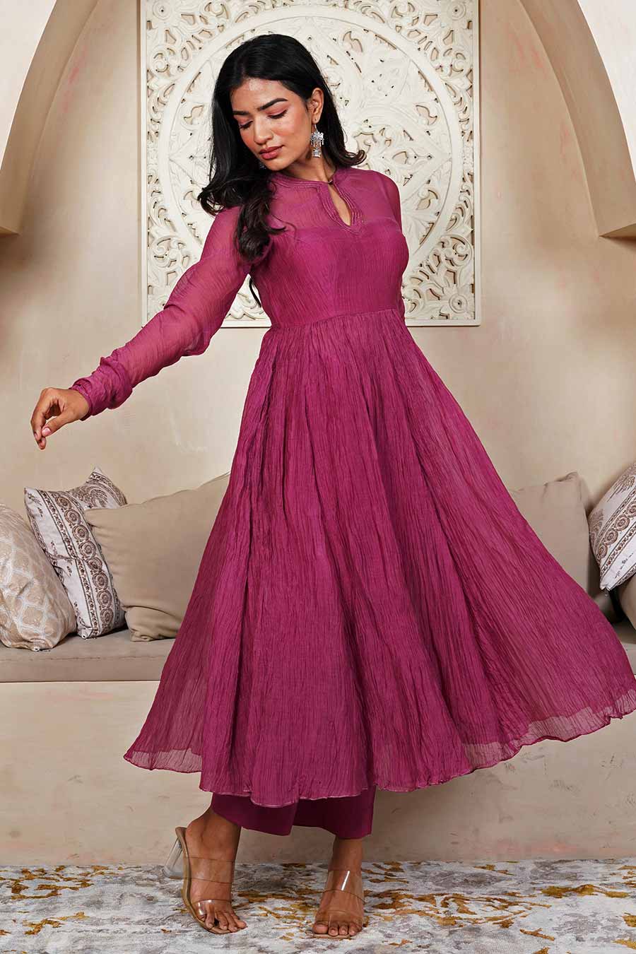 Burgandy Anarkali & Pant Set