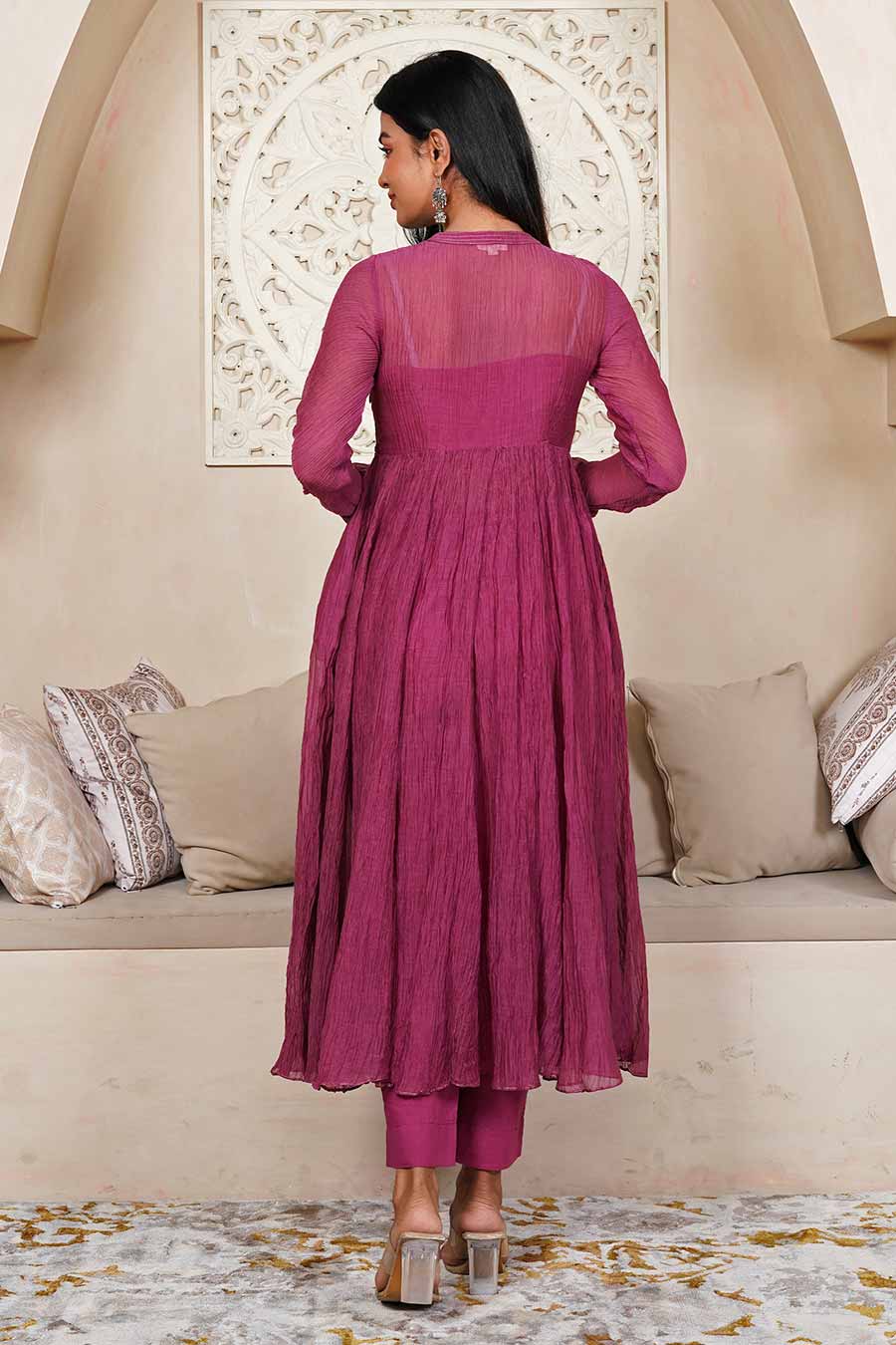 Burgandy Anarkali & Pant Set