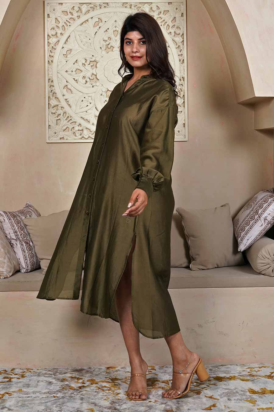 Olive Shirt Dress