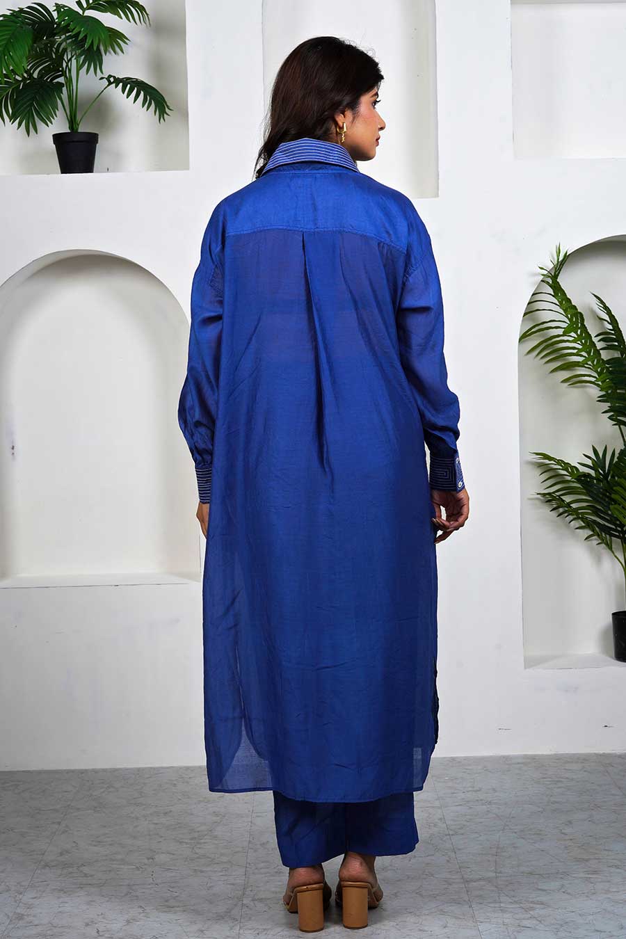 Blue Shirt Tunic & Pant Co-Ord Set