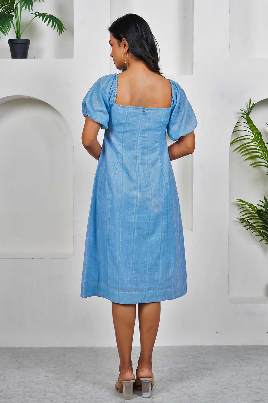 Blue Stripes Slit Dress