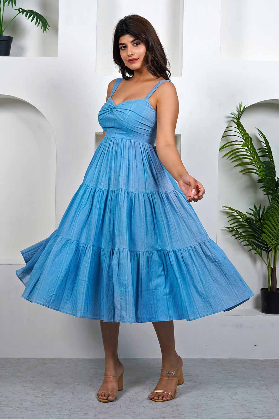 Blue Stripes Tier Dress
