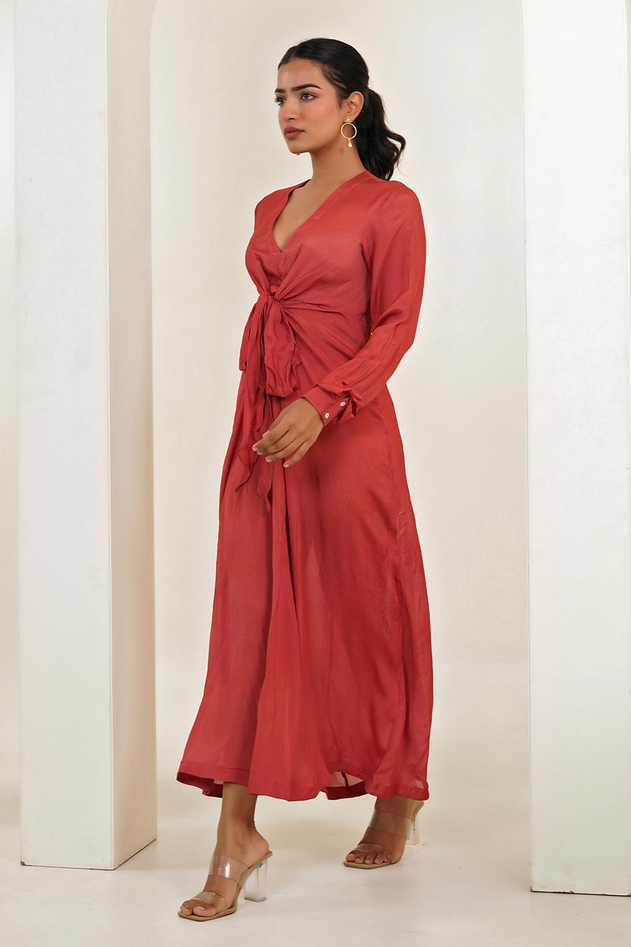 Red Knot Tie-Up Dress