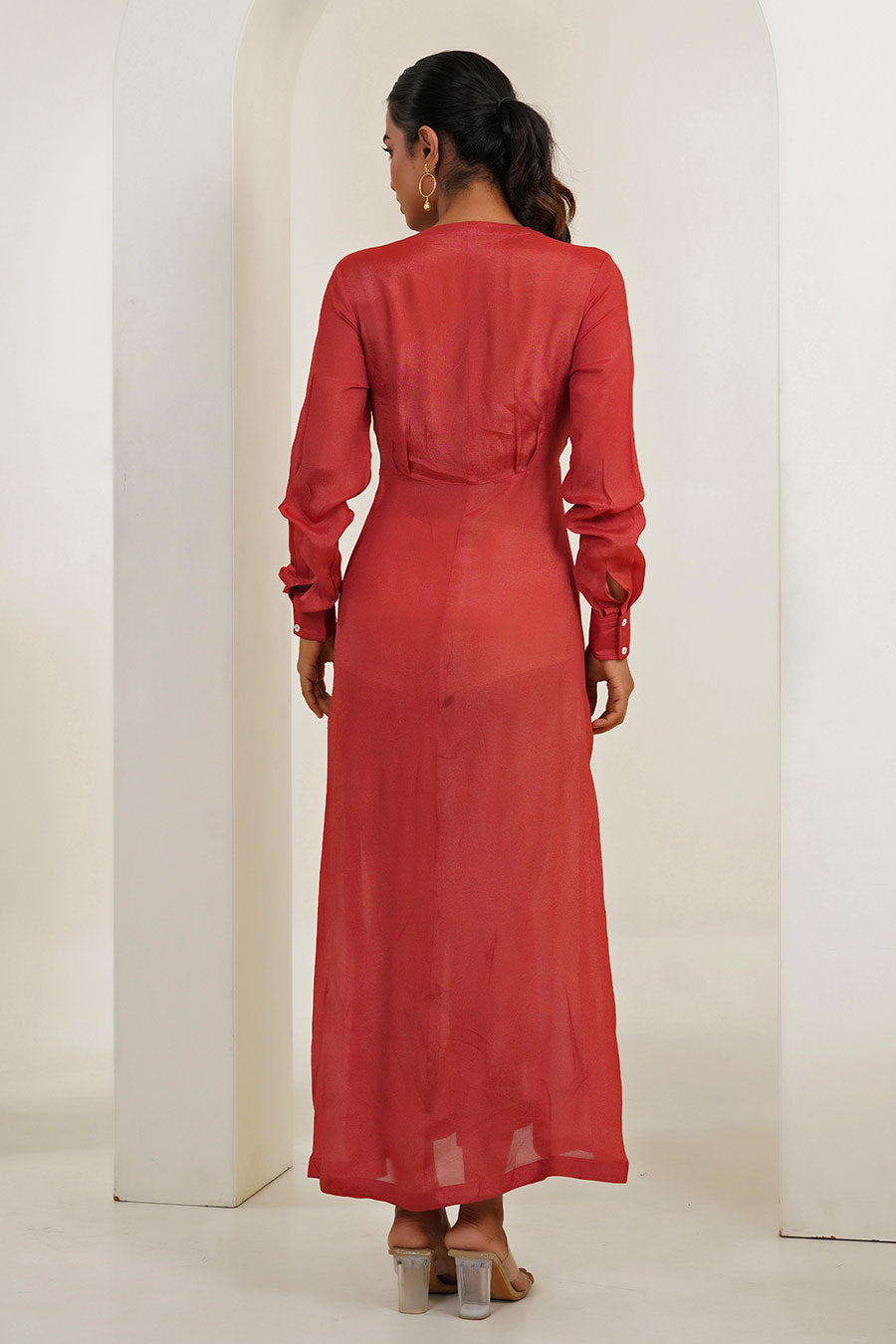 Red Knot Tie-Up Dress