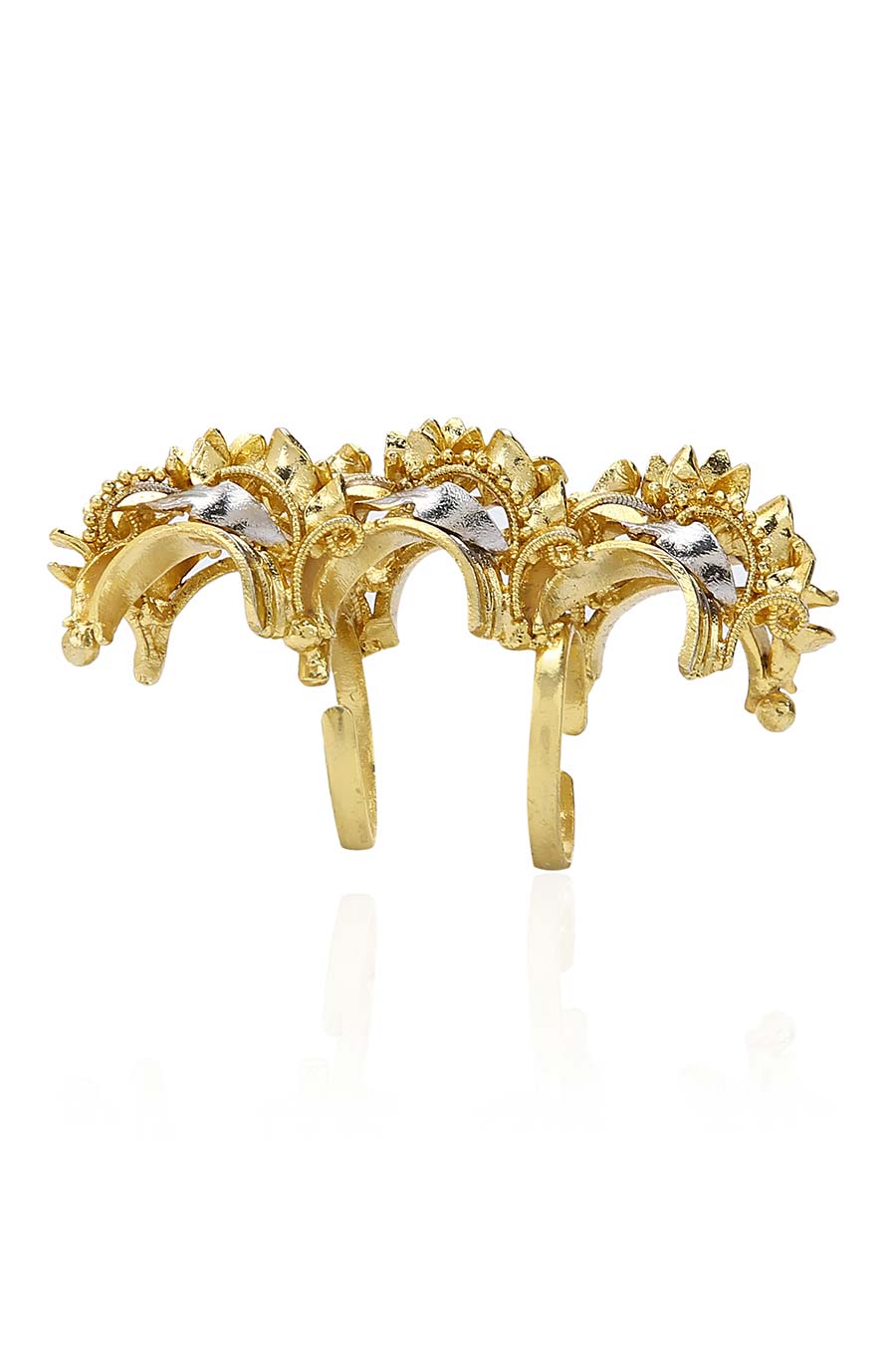 Abstract Chain Gold Plated Beaded Ring