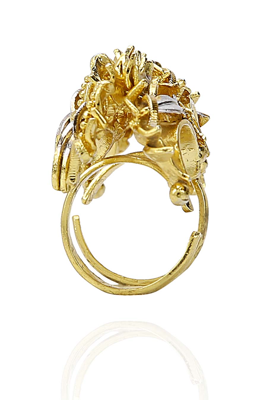 Abstract Chain Gold Plated Beaded Ring