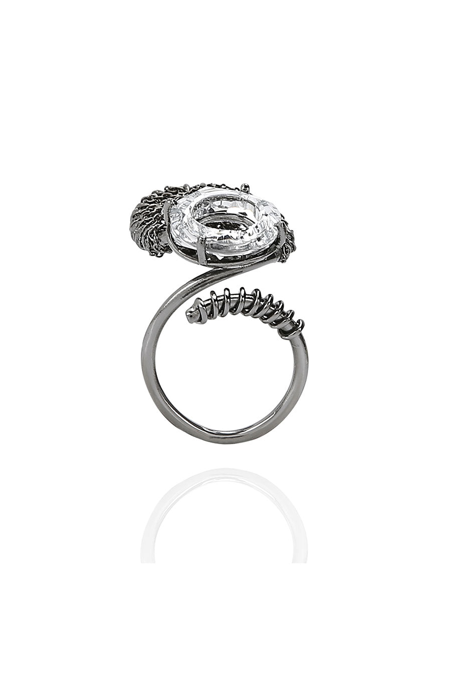 Moon Twister Silver Plated Ring