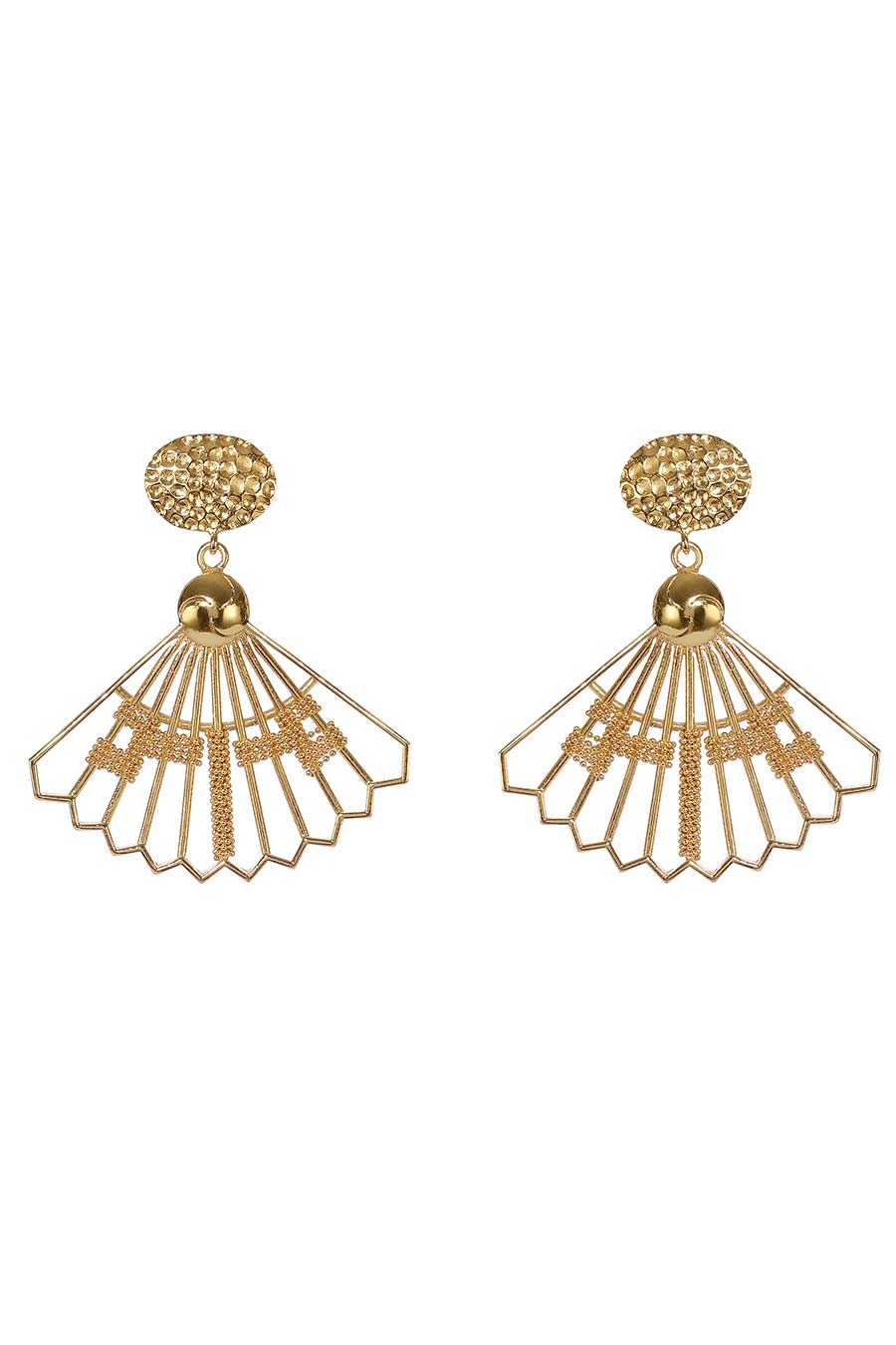 Textured Gold Plated Dangler Earrings