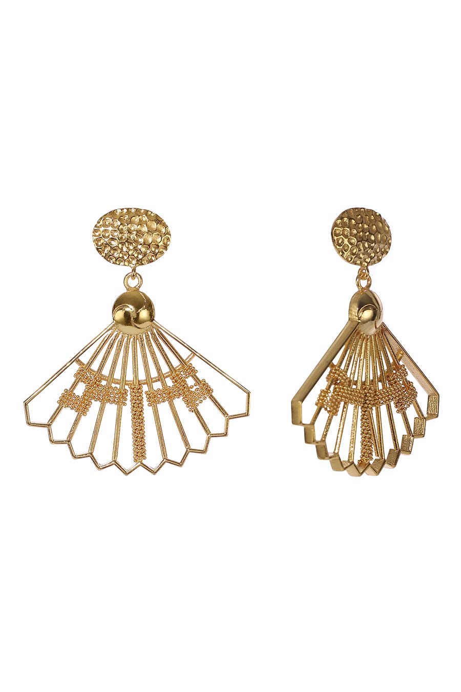 Textured Gold Plated Dangler Earrings