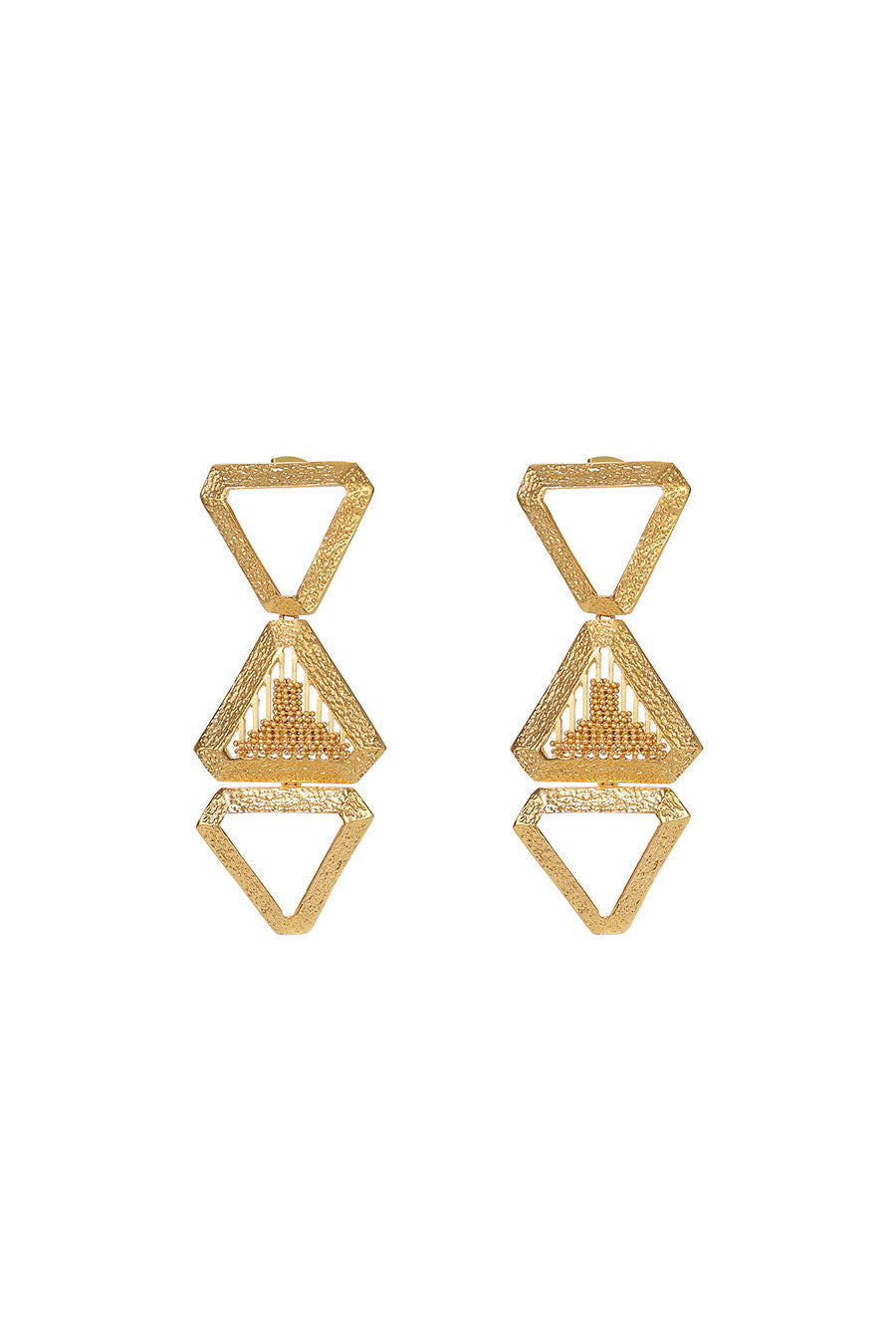 Triple Triangle layer Gold Plated Earrings