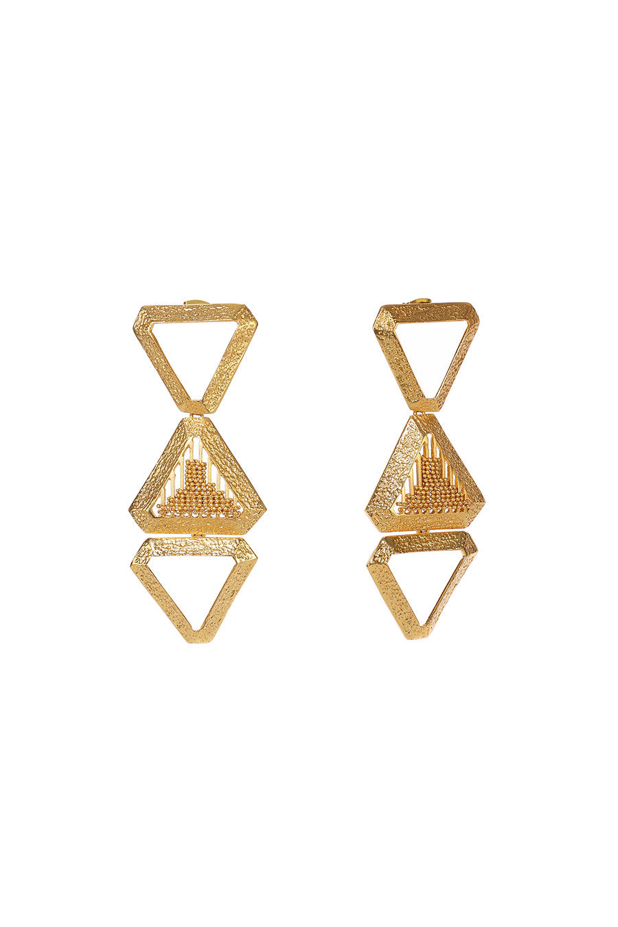 Triple Triangle layer Gold Plated Earrings