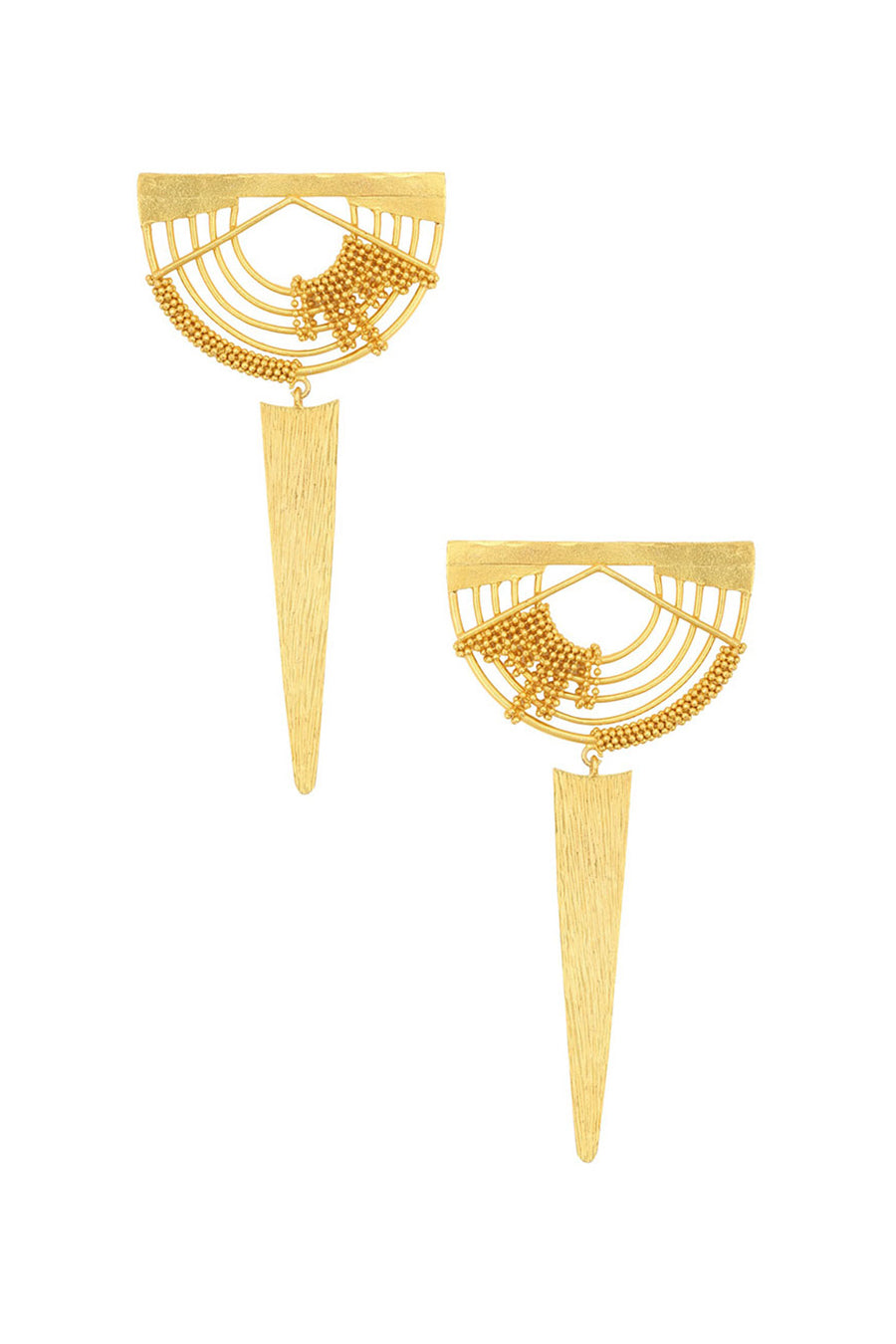 Semi-Circle Textured Gold Plated Earrings