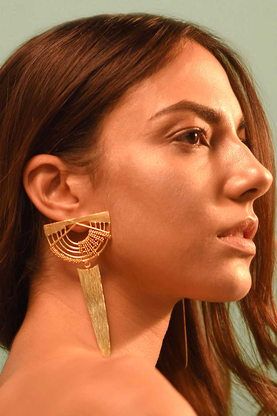 Semi-Circle Textured Gold Plated Earrings