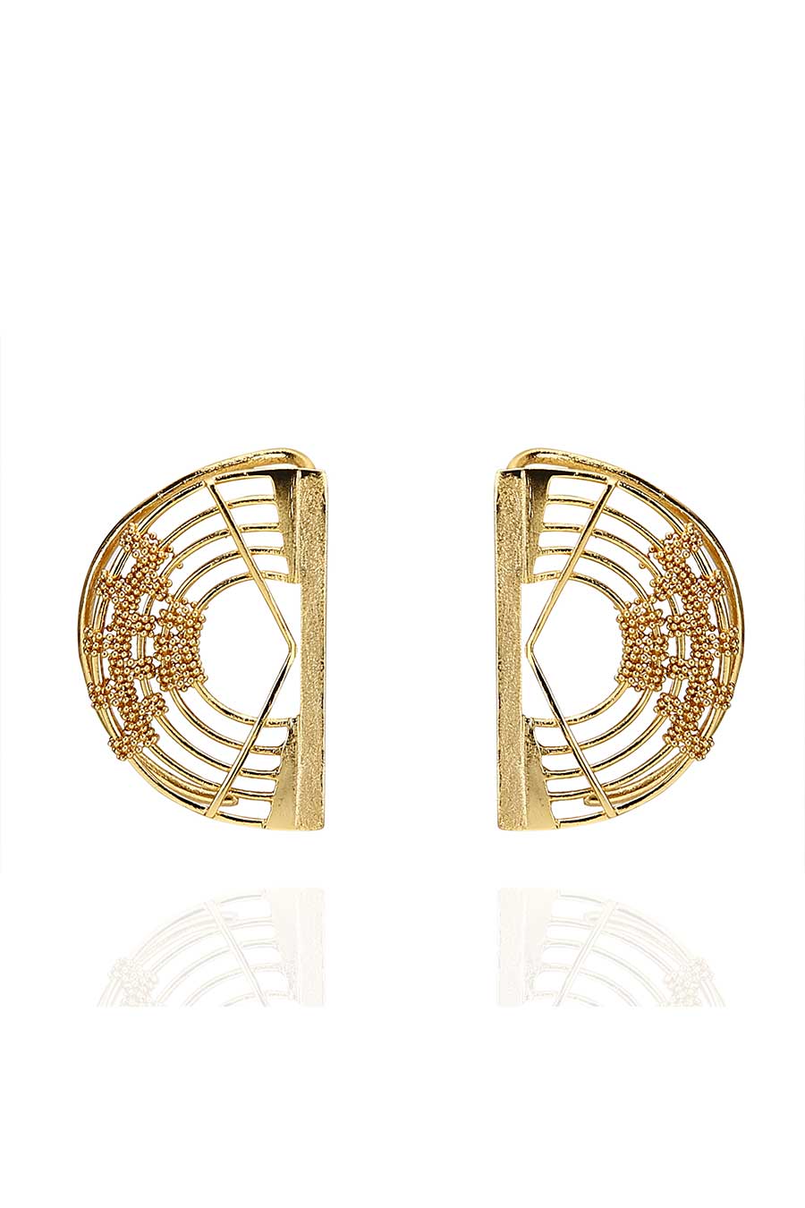 Semi-Circle Gold Plated Stud Earrings
