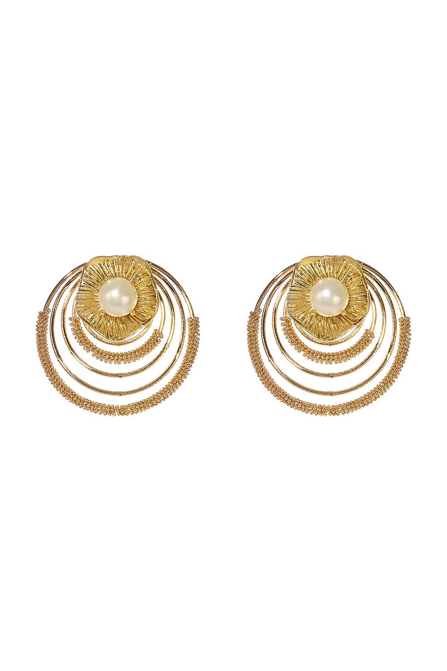 Circular Gold Plated Beaded Earrings