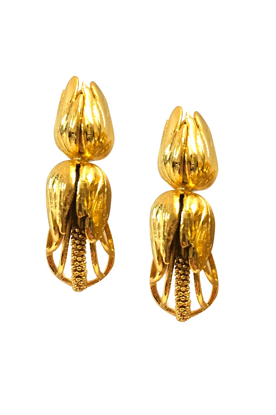 Flower Shaped Gold Plated Earrings