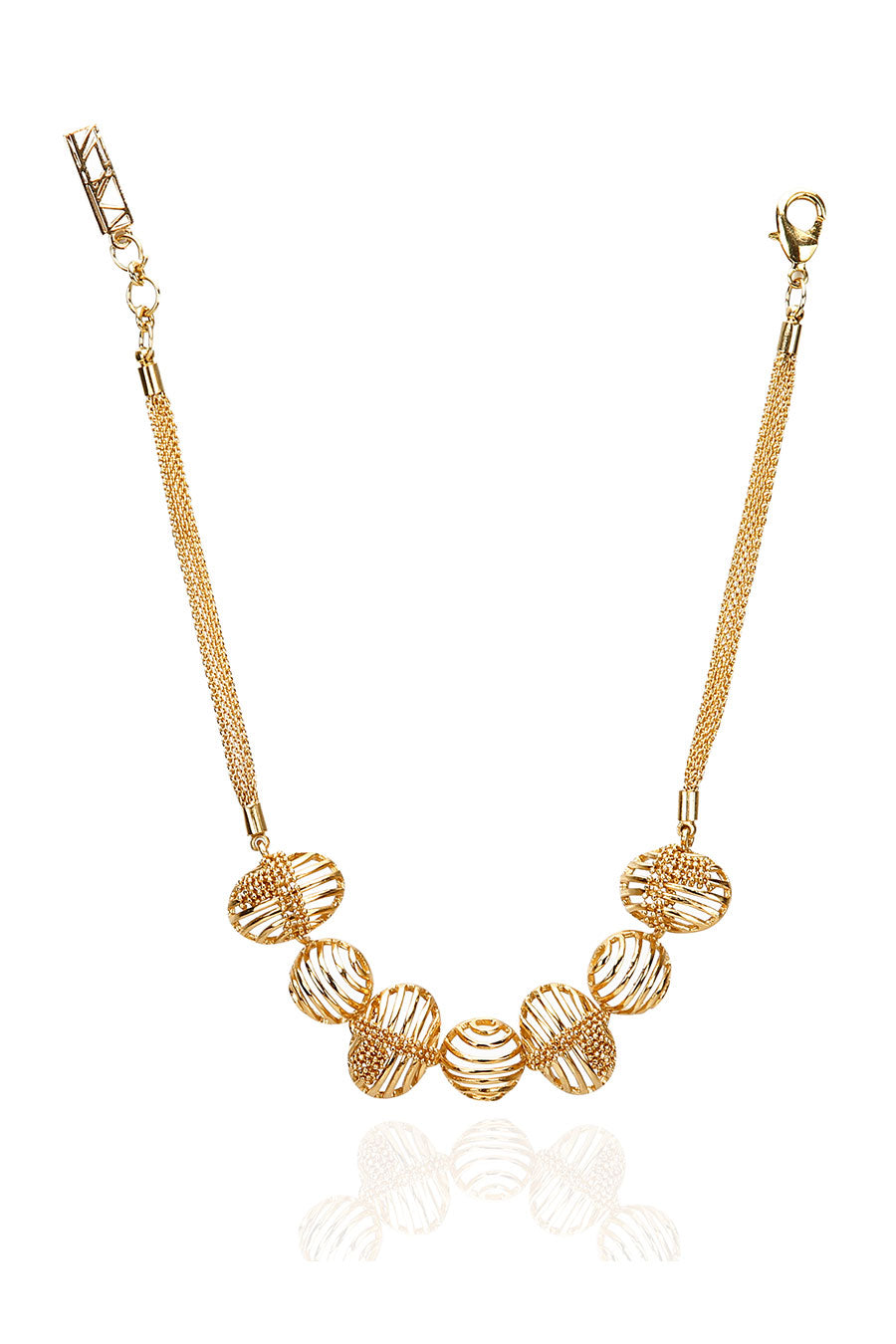 Oval Shaped Gold Plated Beaded Necklace