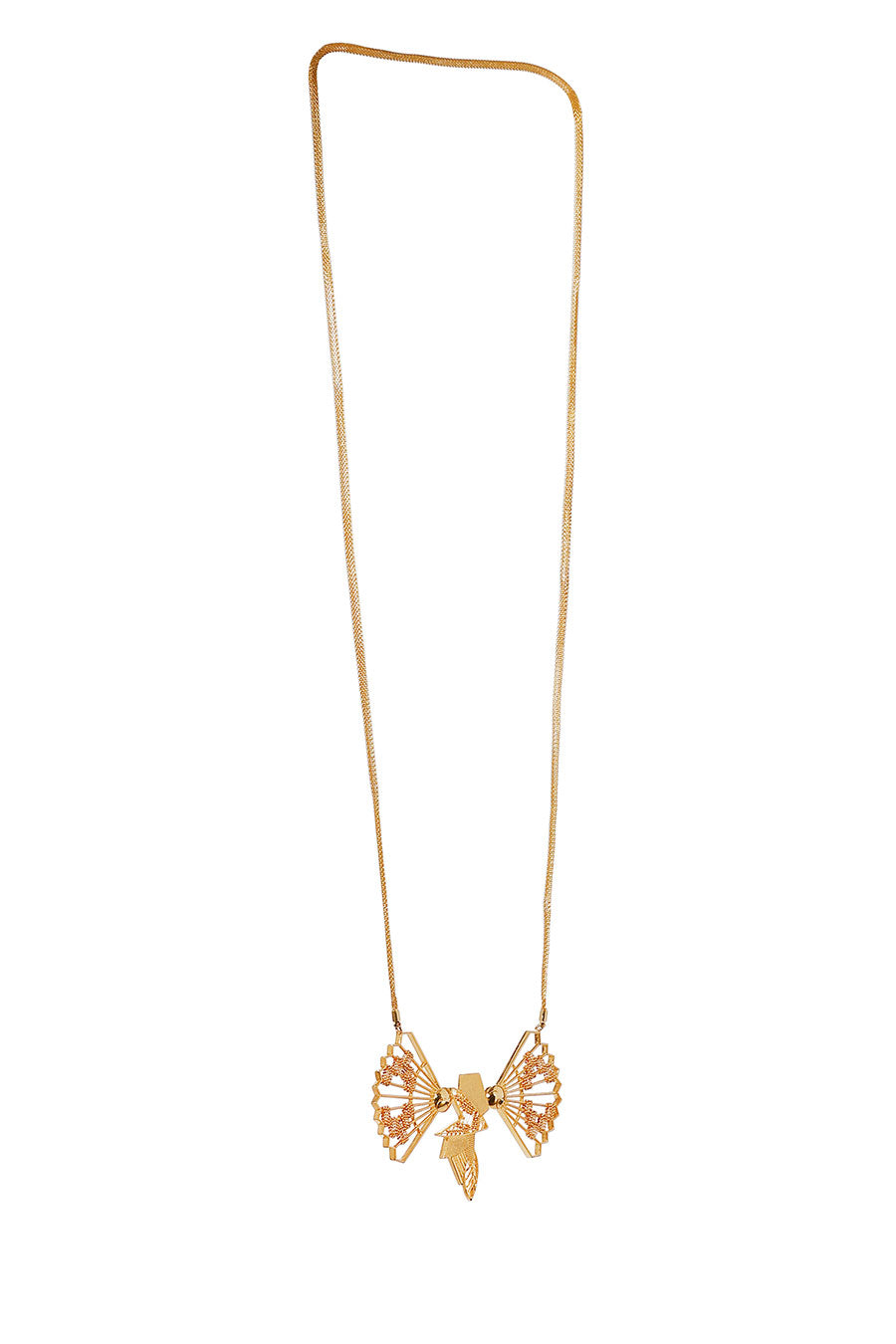 Abstract Gold Plated Pendant Necklace