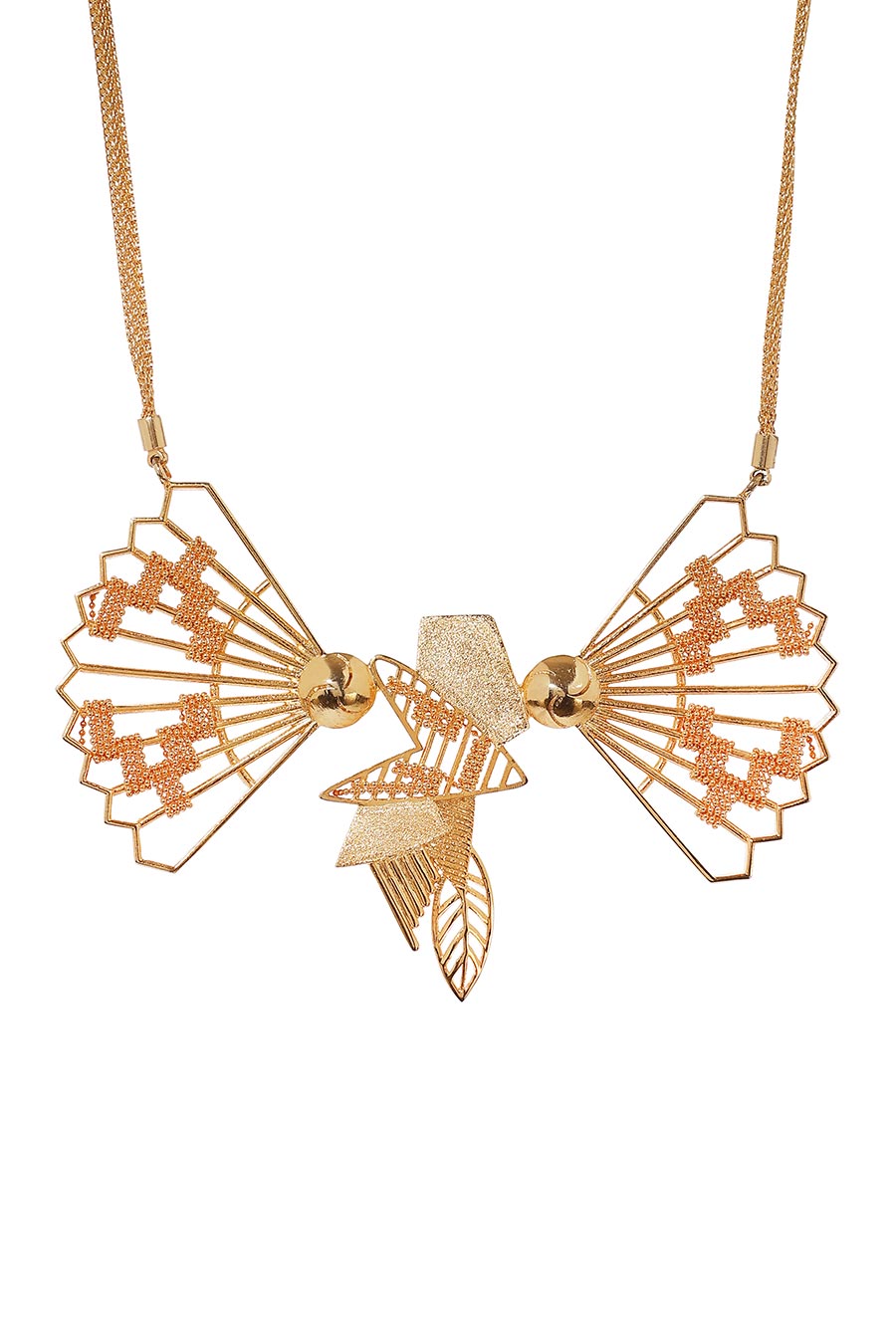 Abstract Gold Plated Pendant Necklace