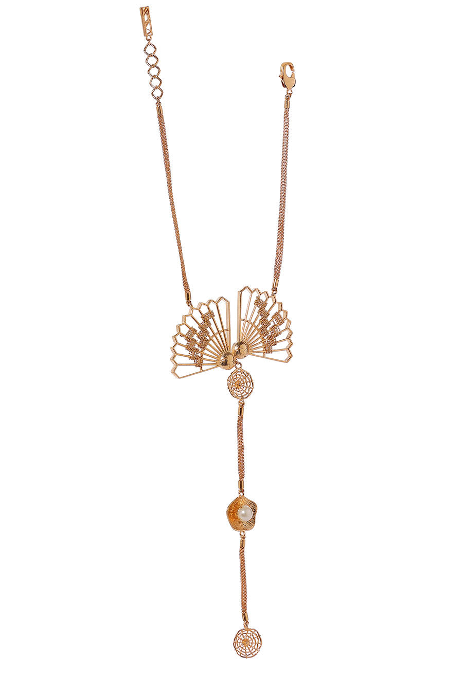 Abstract Gold Plated Pendant Necklace