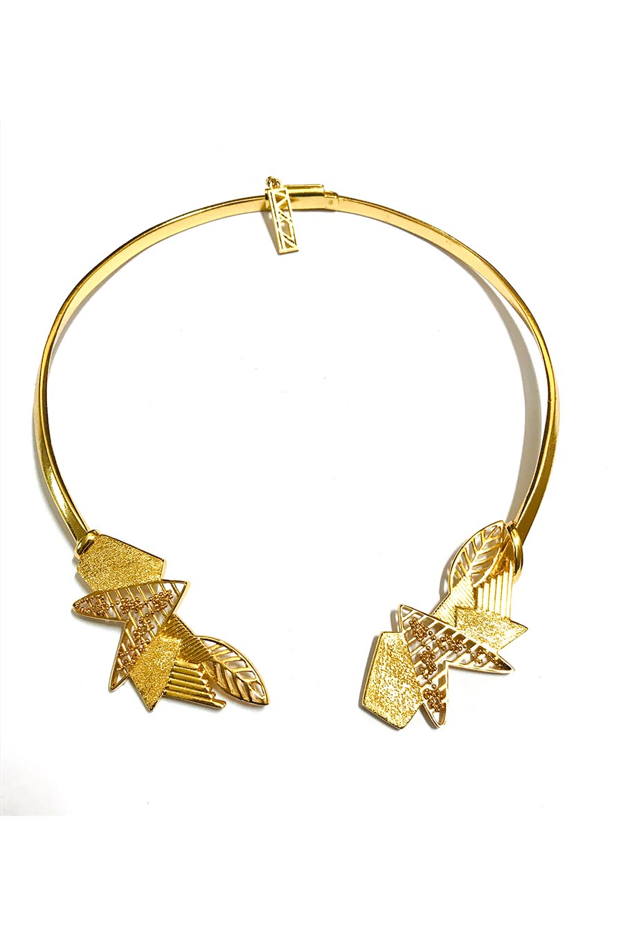 Abstract Gold Plated Choker Necklace